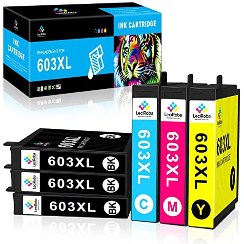 LeciRoba 603xl druckerpatronen für epson druckerpatronen 603 und epson 603xl Multipack für Epson XP 3100 XP 3150 XP 2100 XP 2105 XP 4100 XP 4150 Workforce WF 2810 2820 2850 2870 (3BK+CMY,6Pack)