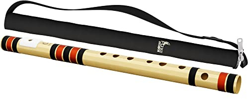 FOXIT MUSICAL Querflöten für Rechtshänder, C, natürlich gestimmt mit Tanpura A = 440 Hz PVC-Faser (mit Tragetasche) (PVC C natürlich, dunkles Kastanienbraun & Blak Faden.