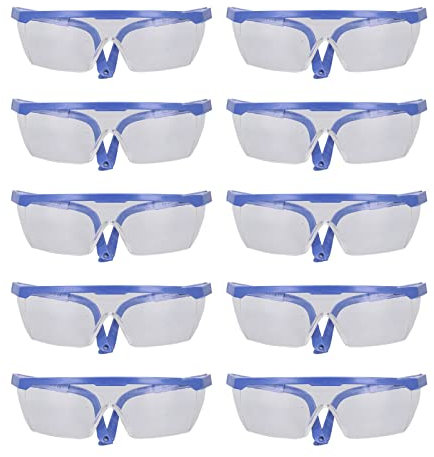 Schutzbrille aus Kunststoff, verstellbar, für Labor, Zuhause, Wandern, Reisen, Klassenzimmer, Bau, öffentliche Orte, 10 Stück