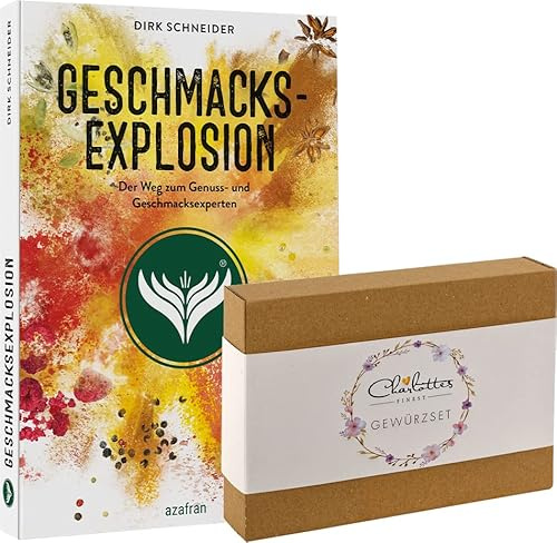 Gourmet Gewürzgeschenkset mit Buch | Charlottes Finest BIO Gewürze Set Geschenkset | Geschenkbox + Buch Geschmacksexplosion