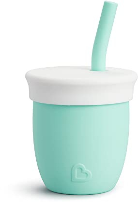 Munchkin C’est Silicone! Open Training Cup with Straw | Ideal Transition Sippy Cup | Babies and Toddlers 6 Months+ | Free Flow Sippy Cup to Straw Cup for Baby and Toddler Weaning |120ml | Mint