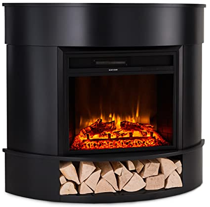 Klarstein Camino Elettrico Basso Consumo, Camino da Terra con Mensola, Camino Elettrico da Parete, Caminetto Elettrico 1800W, Camino Finto Decorativo con LED, Telecomando, Timer, Controllo Temperatura
