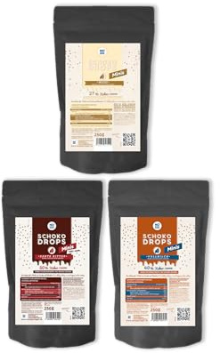 NO SUGAR SUGAR Probierset Schokodrops Minis Weiß, Vollmilch und Zartbitter ohne Zuckerzusatz, gesüßt mit Erythrit und Stevia (3x 250g)