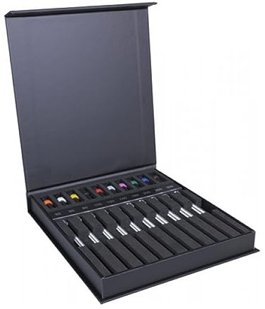 BERGEON Schraubendreher-Sortiment 30080-AC10, 10 Stück in Kunststoffbox, mit drehbarem Kopf, 0,5-3,0 mm, inkl. Ersatzklingen