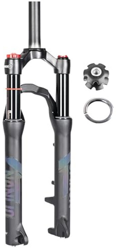 FukkeR 20 24 Zoll Mountain Front Gabel Federgabel Fahrrad Luft Gabel Federweg 100mm Spread 100mm 9mm QR Schnellspanner 28.6mm Gewindeloser Gabelschaft Manuell Lockout