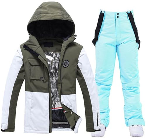Tuta In Ciniglia Uomo E Donna Due Pezzi Da Sci Con Salopette - Giacca E Pantaloni Impermeabili Per Snowboard E Neve - Antivento