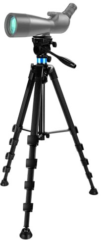 Longue Vue et Jumelle Trépied, 184 cm avec Jumelle Adaptateur et 2 Plaque de Fixation Rapide, Compatible avec Jumelles, Longue-Vue, Télescope Astronomique, Chasse, Appareil Photo (Charge 10 kg)