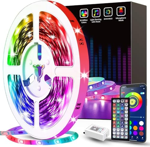 Tenmiro LED Streifen 20m, RGB LED Strip mit Fernbedienung und APP Steuerung, Musik sync Led Band Dimmbar und Farbwechselnd für Zimmer, Haus, Party, Festliche Deko