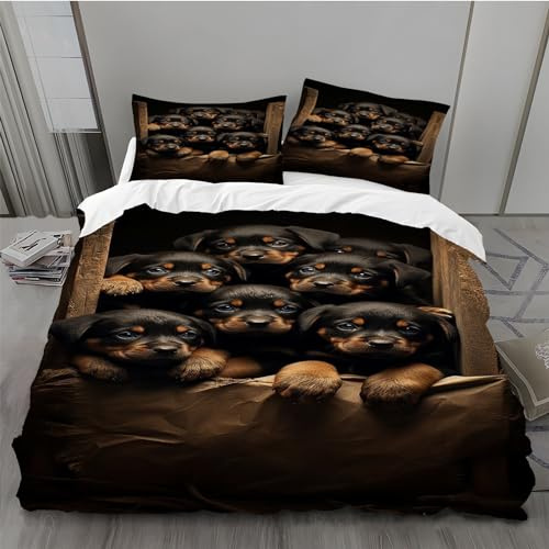 BAIL Housse de Couette 240 x 260 Rottweiler Housse Couette Très Doux Parure de Lit Adulte en Microfibr 2 Taies d'oreiller 65 x 65 cm Convient pour Chambre