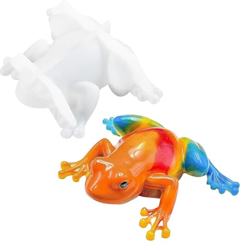 Z-oneMart Moule en silicone en forme de grenouille, moules en silicone 3D mignons pour moulage époxy pour pâte à modeler, plâtre, moulage de résine, cadeaux de festival, décoration de bureau