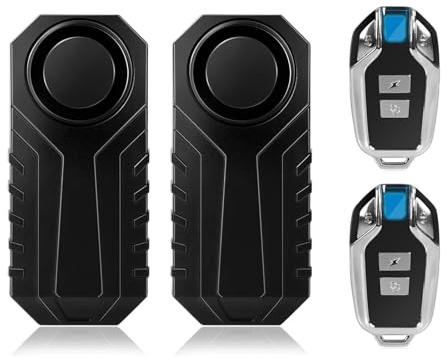 113dB Wireless Bike Siren Alarm Anti theft, Waterproof IP65 Motorcycle Alarm with 2 Remote, 7 Sensitivity Levels & SOS Alert for Motorcycle/E-Bike/Scooter/Caravan Door/Fence