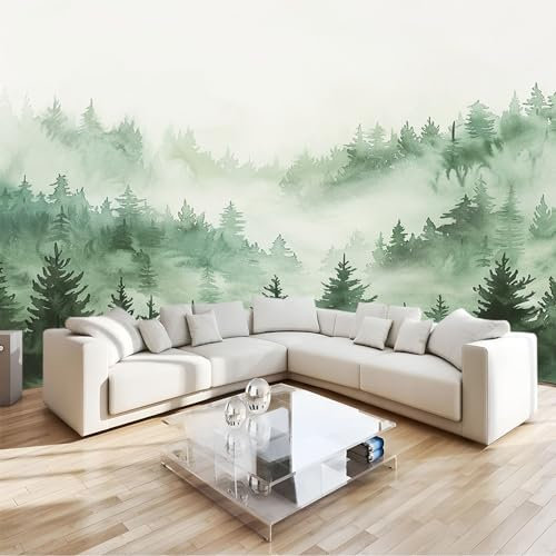 Poster Giganti da Parete Foresta verde dipinta Fotomurale Carta da Parati TNT Murale alla Moda Decorazione da Muro fotografica 300x210 cm Murale per Camera Letto Sala