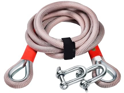 UNbit 20-Tonnen-Abschleppseil, Robustes Schnappseil mit 2 U-Schäkeln, 5 m/8 m/10 m, Offroad-Bergungsset for Jeep, SUV, UTV, ATV, LKW, Auto und Traktor, Bergungsseil 10 m Seil(Size:8M)