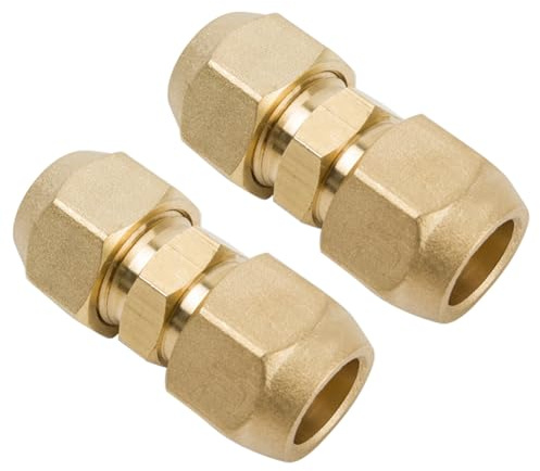 3/8 Klimaanlagen Verschraubung Set, 2 Stück Doppelnippel für Kupferrohre, Kupferrohrverlängerung für Gelenk-Doppelverbinder, Kupferrohrdurchmesser für Schlagmutter 9.52mm Kupferrohr