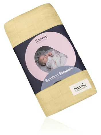 Lionelo Bamboo Swaddle Musselin-Babywickel, Babydecke Aus 100% Natürlicher Bambusbaumwolle, Größe 120 x 120 cm, Mulltücher, Kinderdecke, Angenehmes und Weiches Material