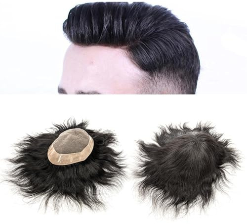 Toupet für Männer 100% natürliche Haarperücke, 6 Zoll, feines Mono-Toupet for Männer, Haarkapillarprothese, Haarsystem for Männer Natürlich aussehende Haarteile(Size:6x8)