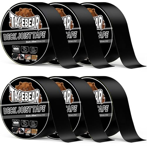 TAPEBEAR Butilo självhäftande tejp 50 mm x 5 m, vattentät butyltejp | Självhäftande reparationstejp, hög hållfasthet för träskydd, sömnad, husvagn, husbil, slang, 6 rulle