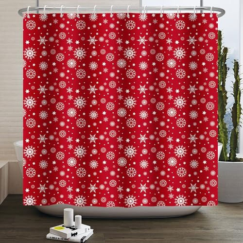 Duschvorhang Schneeflockenmuster Duschvorhang Stoff Polyester Badevorhang Shower Curtains Antischimmel Duschvorhang Wasserdicht Duschvorhänge Duschvorhang 240x200 mit 12 Duschvorhangringen