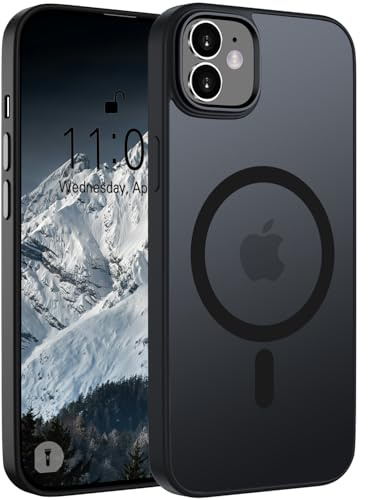 Andwing für iPhone 11 Hülle Magnetisch Schwarz | [Kompatibel mit MagSafe] Matt Anti-Fingerprint Schutzhülle – Stoßfest Militärstandard,Ultradünn & rutschfest für iPhone 11