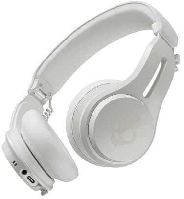 Skullcandy Icon ANC Wireless On-Ear Bluetooth Headphones, Active Noise Cancelling, 60 Hours Battery, Sweat Water Resistant, Foldable Durable Travel Ready, Microphone for iPhone Android - Bone