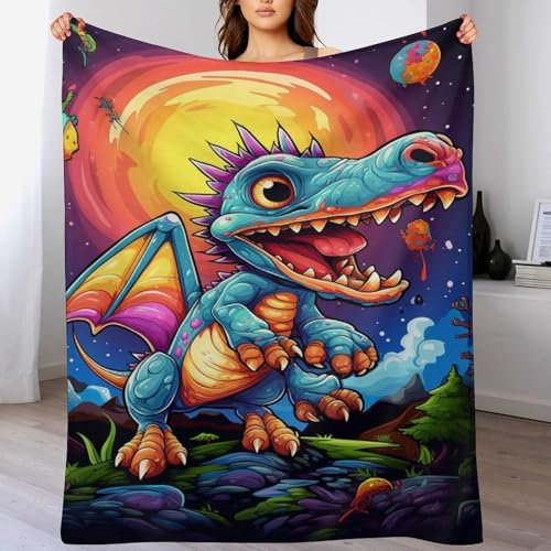 AAPZY Flugsaurier Decke,Vier Jahreszeiten Weich Wohndecke Decke Schlafdecke Sofadecke Plüschdecke Pelzdecke Printdesign Couchdecke Flannel Bett Decke （130×150cm）