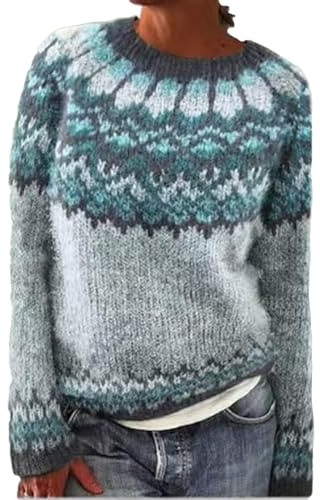 Générique Pull Norvégien Femme Grande Taille, Pull Hiver Norvégien, Chaud Pullover Col Rond pour Femme