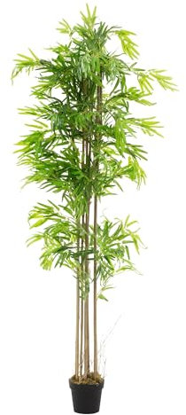 ML-Design Bambú Artificial 210 cm Decorativo, Planta Grande Estilo Oriental Falsa Tronco Hojas y Maceta de Plástico, para Interior y Exterior, Árbol Ornamental Realista para Salón Oficina o Recepción