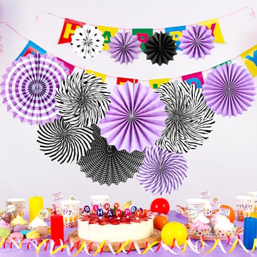 12 Piezas Abanicos de Papel Decorativos para Colgar, panemy Abanicos de Papel Coloridos, Decoraciones para Fiestas, Set para Cumpleaños, Bodas, Graduaciones, Eventos (c)