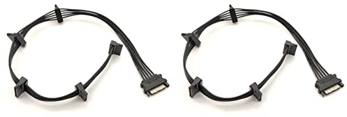 Daijianbin Lot de 2 câbles d'alimentation 15 broches - Câble répartiteur disque dur - 1 fiche mâle vers 5 femelles - Câble d'extension pour serveur PC DIY