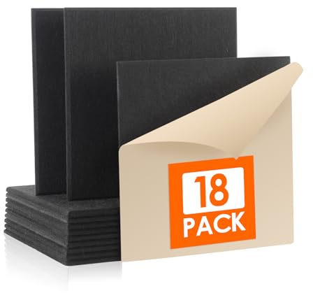 Rdutuok Akustikpaneele Selbstklebend, Acoustic Panel, 18 Stück, 30x30x1 cm | Schallabsorber aus Filz, Akustikplatten für Wand, Echo & Hall reduziert, Schallschutz für Studio, Gaming & Büro, Schwarz