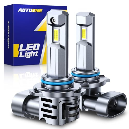 AUTOONE Upgraded 9006 LED Light Bulb, 700% Brighter HB4 Light Lamps with Turbofan, 6500K Cool White, 1:1 Mini Size Halogen Bulbs, Pack of 2
