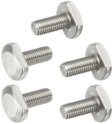 PATIKIL Pernos De Ranura En T M8 X 20 Mm, 5 Pcs Acero Inoxidable 304 Pernos De Inserción En T Tornillo Deslizante Roscado Métrico Cabeza De Martillo Para Pista En T, Plateado