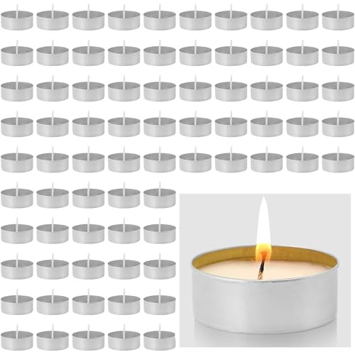 100 portavelas de aluminio – 3,8 x 1,4 cm – Portavelas con 100 mechas para velas de té estándar
