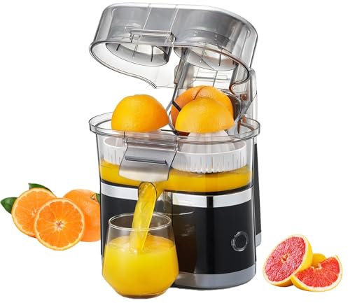 WUCIOA Exprimidor de cítricos Doble, exprimidor eléctrico de 100 W, Cortador de Fruta Integrado, Velocidad máxima de 18000 RPM, exprimido rápido en 20 Segundos, exprimidor de 400 ml para cítricos