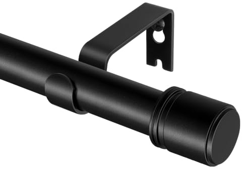 HOTOZON Ausziehbare Gardinenstange Schwarz 80-218 cm, 25 mm Vorhangstange | Metall-Gardinenstange, bis 15 kg, Wandmontage, Einfache Montage, Inkl. Halterungen und Zubehör, für Wohnzimmer & Schlafzimmer
