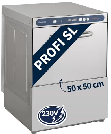 GastroHero Geschirrspülmaschine 50x50, 230 V, Edelstahl PROFI-GSM50SL | 60 Körbe/Stunde, Reiniger- & Klarspüldosierer, mit Ablaufpumpe, Digital, Made in Europe, 320 mm Einschubhöhe