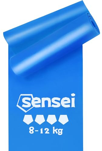SENSEI® Fascia Elastica Fitness (8-12 kg) – Elastico Lungo 200 cm Blu Extra Forte per Uomini e Pro – Banda Resistente per Allenamento Intenso
