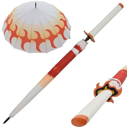 Swords and more Demon Slayer Regenschirm – Anime Cosplay Katana, Automatisches Öffnen, Schwert Regenschirme, Anime Cosplay Ninja Katana Sonnenschutz-Regenschirm