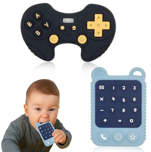 BAUCH Zahnungshilfe Baby 2 Stücks Lebensmittelgerechtes Silikon - Kinder - Fernbedienung - Zahnungshilfe（Zur Verwendung während der Zahnungszeit, geeignet für Kinder）