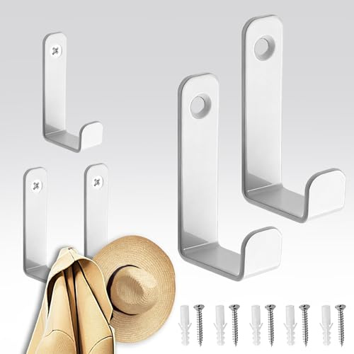 Tarqite 5 Stück Garderobenhaken Weiß Metall, Modern Kleiderhaken Wand, Kleider Haken zum Schrauben, Wandhaken Garderobe für Flure, Schlafzimmer, Badezimmer, Handtuch, Mäntel, Schals und Taschen