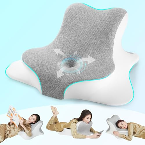 GUOMIS Cuscino cervicale,Cuscino cervicale per dormire,Cuscino ergonomico cervicale,Adatto per il sonno laterale, supino e prono (grigio)