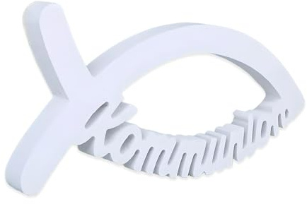 kommunion deko,Weiß tischdeko fische,erne Jesu-Fisch Dekoration (27x11x1.5cm) Hochwertig Langlebig, Für Kommunionstisch Festtafel Geschenk Jungen Mädchen（pvc）