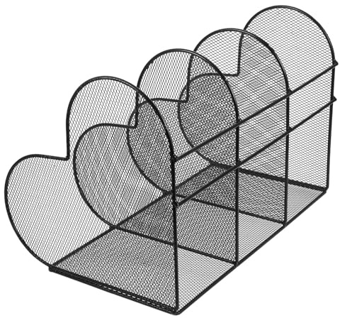 Mipcase Organiseur de Bureau Métal Compartiments Étagère de Rangement pour Dossiers et Courrier Support de Bureau Design Moderne Noir