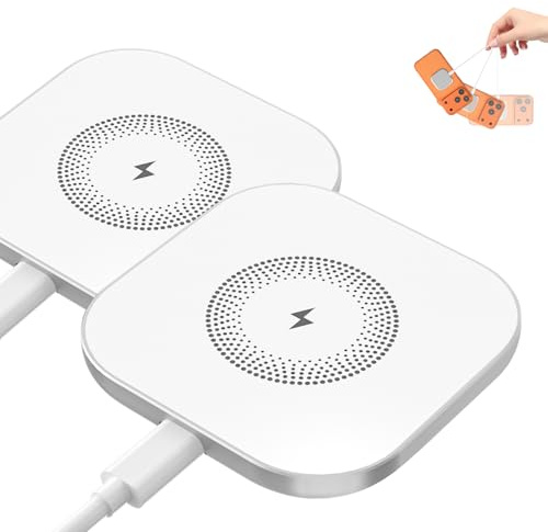 Magnetic Wireless Charger, Fast Apple Mag-Safe Charger for iPhone 17/16/15/14/13/12 Series, Wireless Magnet Mag Safe Charging Pad for AirPods 3/2/Pro, Strong Magnetic Charging Pad, 2 PACK