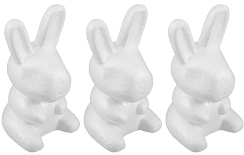 AKOOSY 3 Stück 3 Stück Frühlingshasen Bastelschaumstoff 20cm Weiße Selbstgemacht Schaumstoffhasen für Frühlings-, Weihnachts- und Hochzeitsdekoration Vielseitig für Bastelprojekte