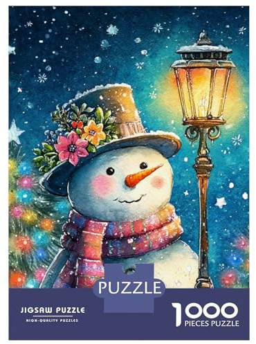 Bonhomme de Neige Premium Carton 1000 Pièces Bonhomme de Neige by Lamp Puzzle, Jeu Éducatif Adultes, Décompression, Cadeau & Décor Mural pour Enthousiastes 70x50cm/1000pcs