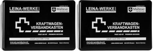 Leina 10002 Vehículo de Motor Kit de Primeros Auxilios estándar, Color Blanco y Negro (Paquete de 2)