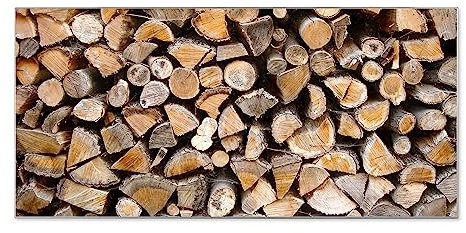 banjado® Magnettafel silber 78 x 37cm / Magnetwand aus Metall/Magnetpinnwand Memoboard/Pinnwand Magnettafel Küche, Büro, Kinderzimmer inkl. 4 Magnete & Montageset Motiv Holzstapel