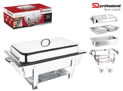 Stainless Steel Chafing Dish Catering Food Pan Warmer - 13.5Liters Double With 2 Fuel Holders