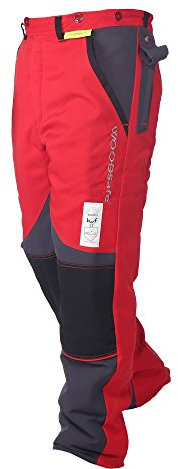 WOODSafe Schnittschutzhose Klasse 2, Forsthose, kwf-geprüft, Bundhose rot/grau, Herren - Waldarbeiterhose mit Schnittschutz Form A, leichtes Gewicht (DE/NL/SE/PL, Numerisch, 52, Regular, Regular, Rot)